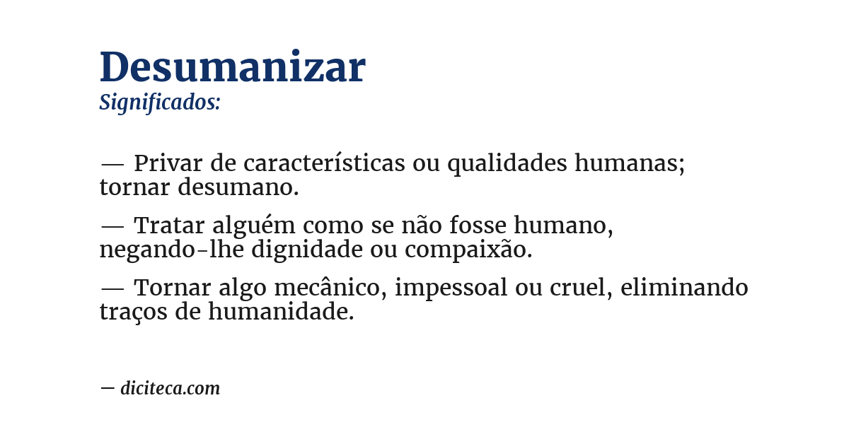Significado de desumanizar