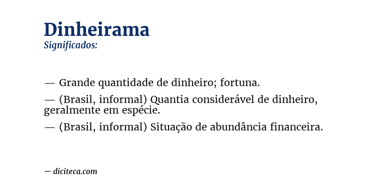 Significado de dinheirama
