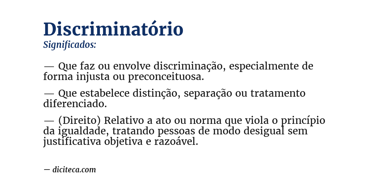 Significado de discriminatório