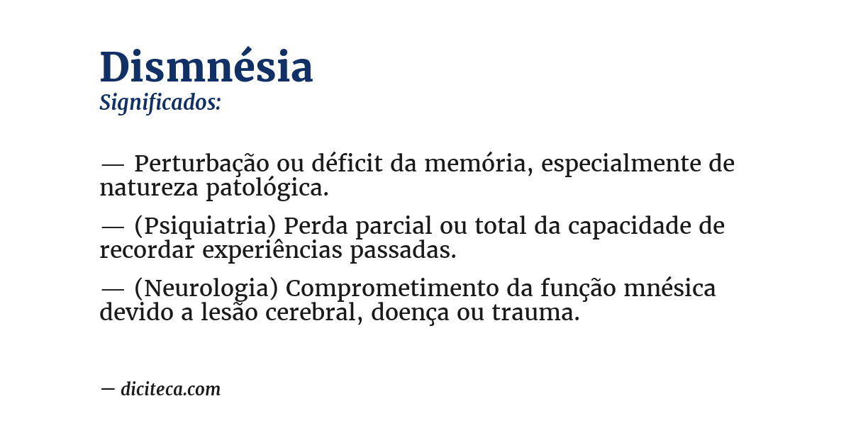 Significado de dismnésia