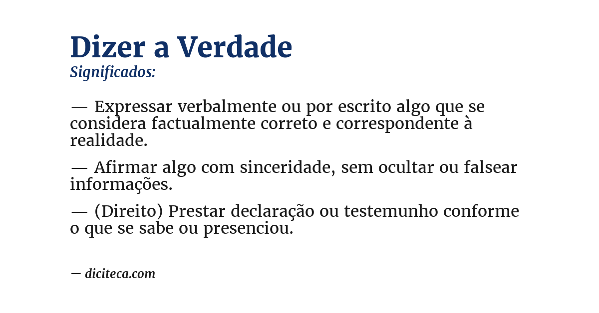 Significado de dizer a verdade
