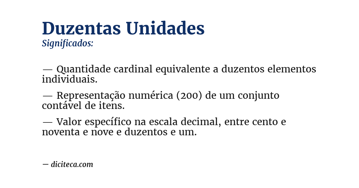 Significado de duzentas unidades