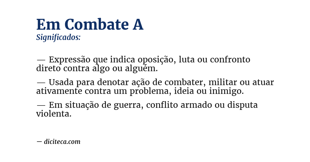 Significado de em combate a