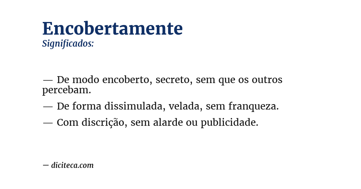 Significado de encobertamente
