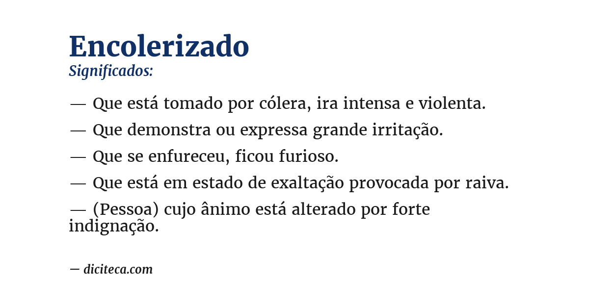 Significado de encolerizado