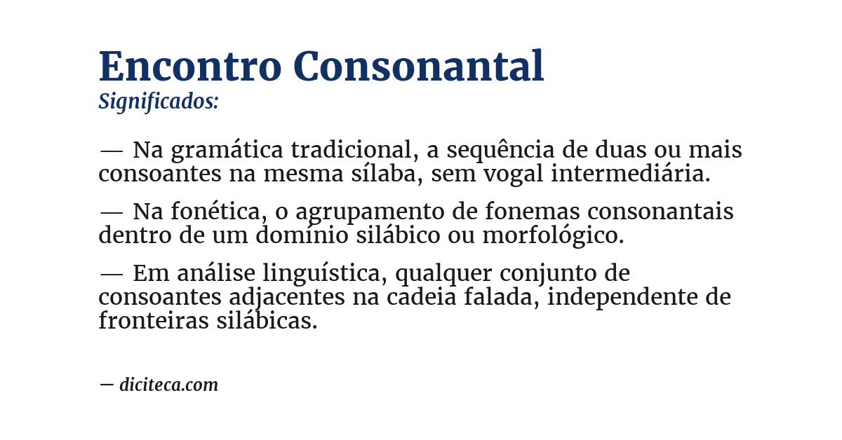 Significado de encontro consonantal