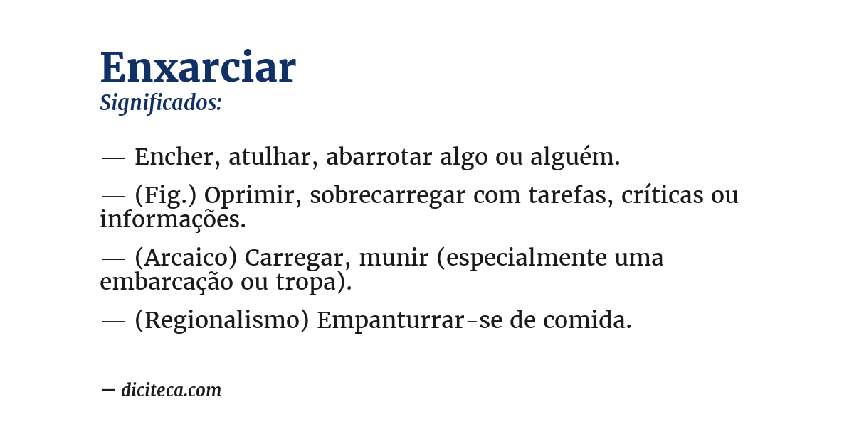 Significado de enxarciar