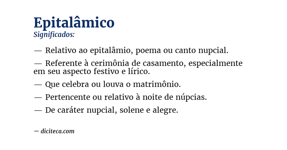 Significado de epitalâmico