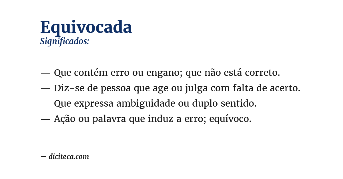 Significado de equivocada