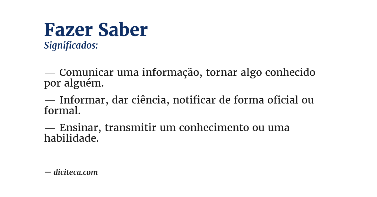 Significado de fazer saber