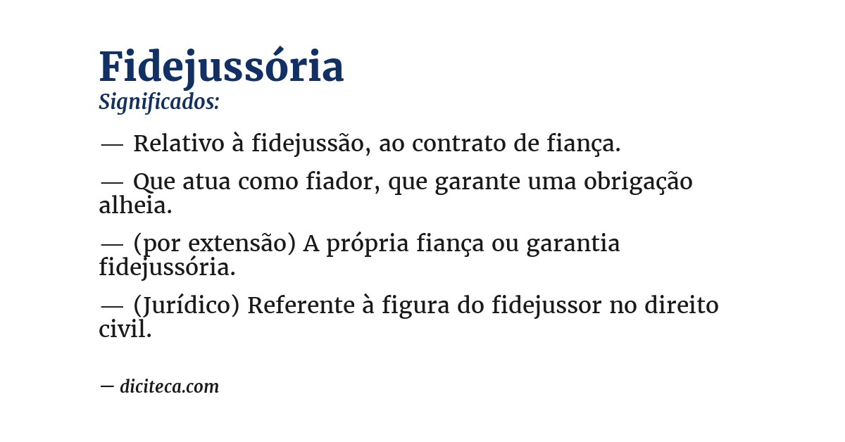 Significado de fidejussória