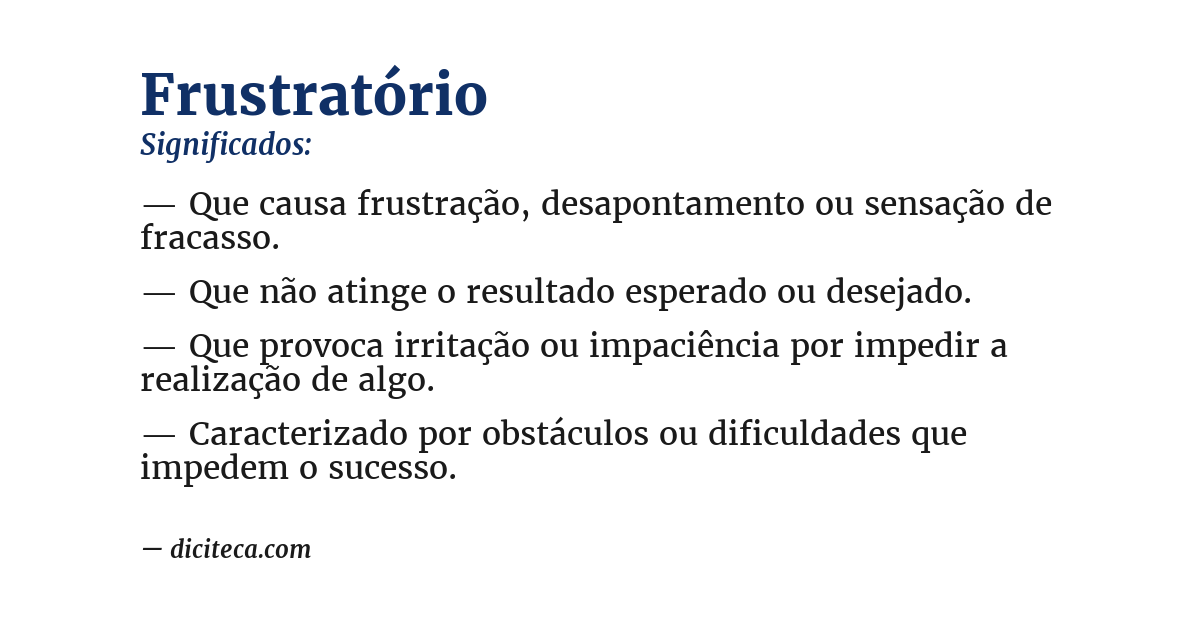 Significado de frustratório