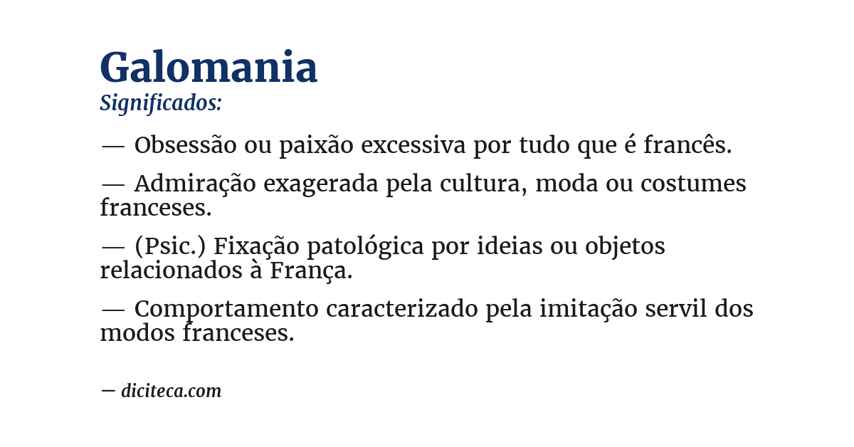 Significado de galomania