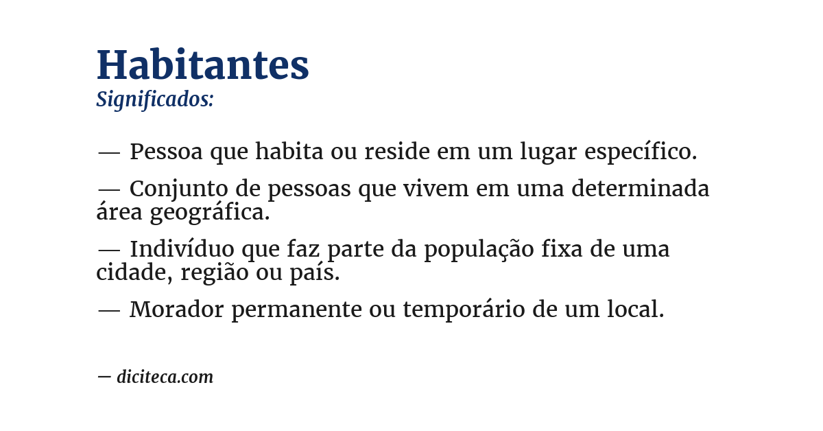 Significado de habitantes