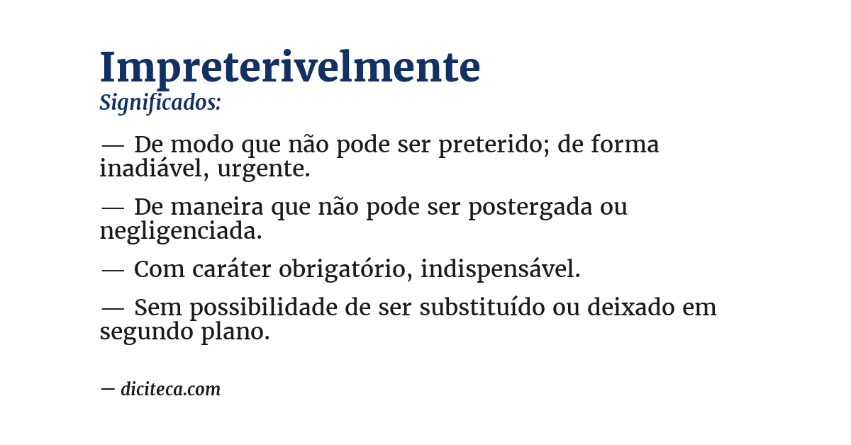 Significado de impreterivelmente