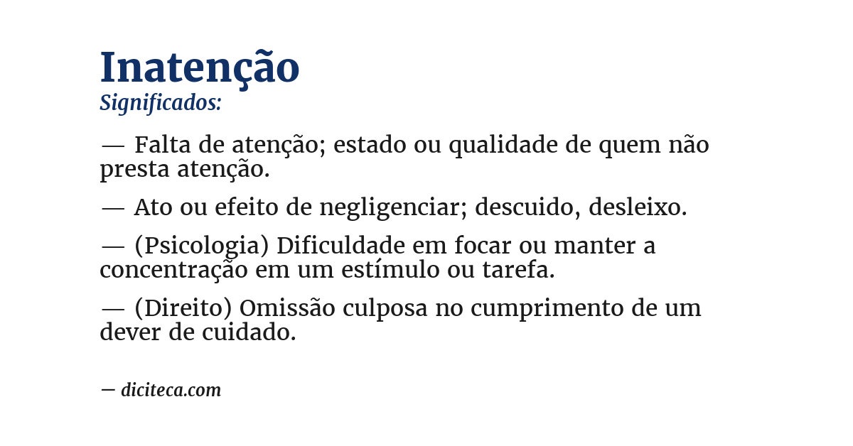 Significado de inatenção