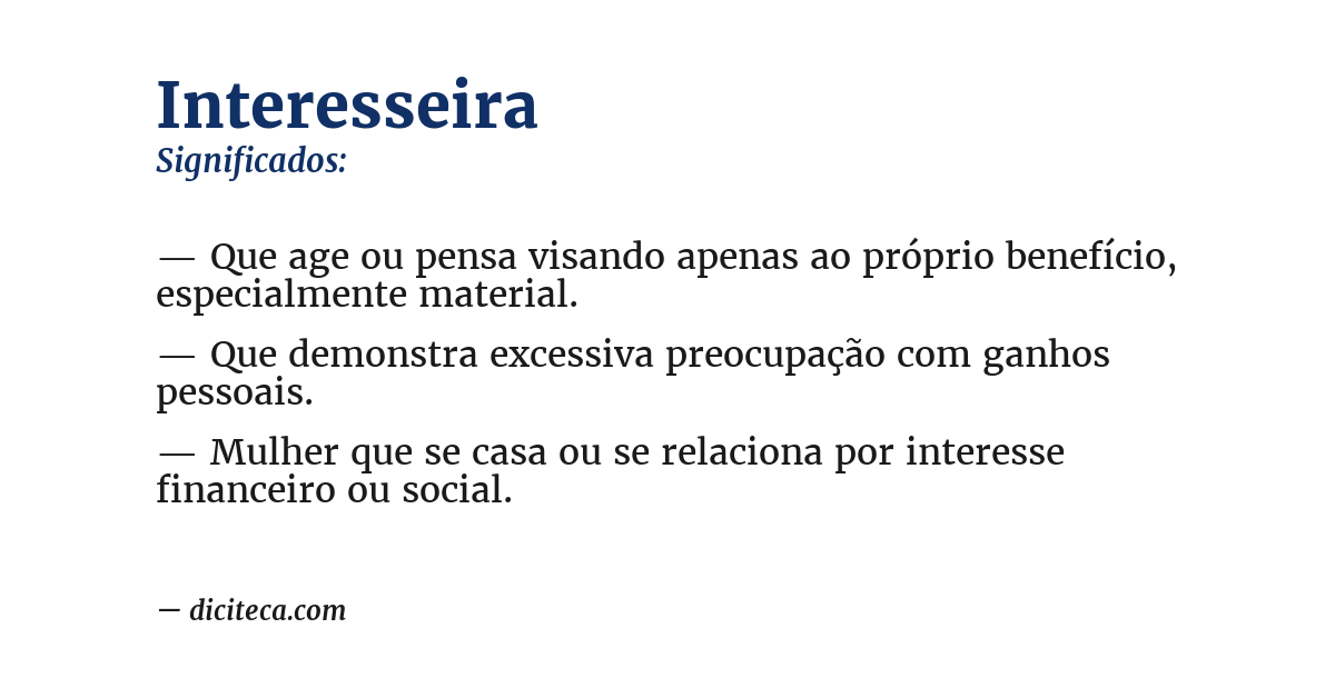 Significado de interesseira