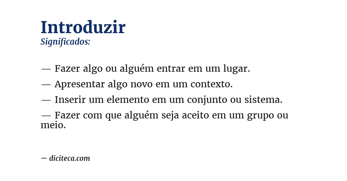 Significado de introduzir