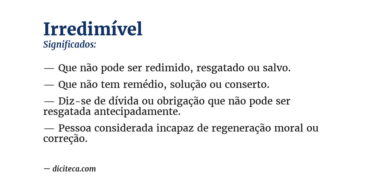 Significado de irredimível