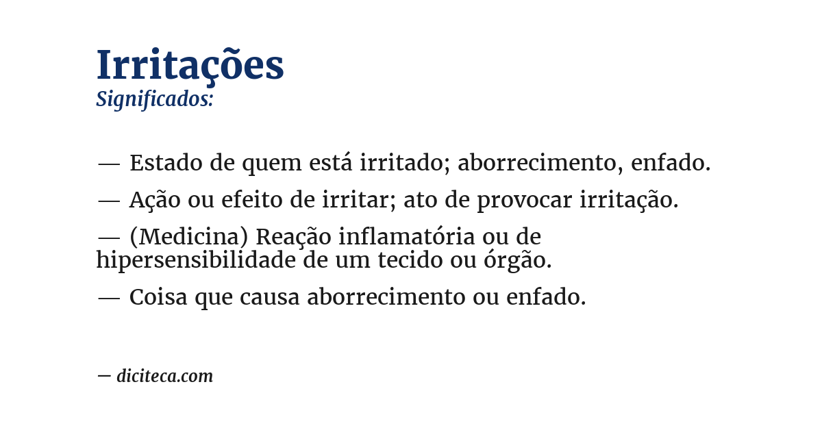Significado de irritações