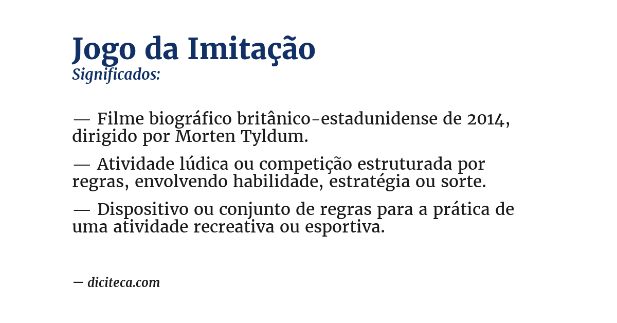 Significado de jogo da imitação
