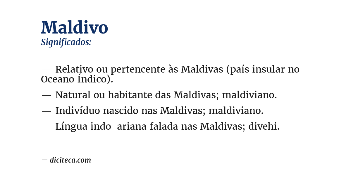 Significado de maldivo