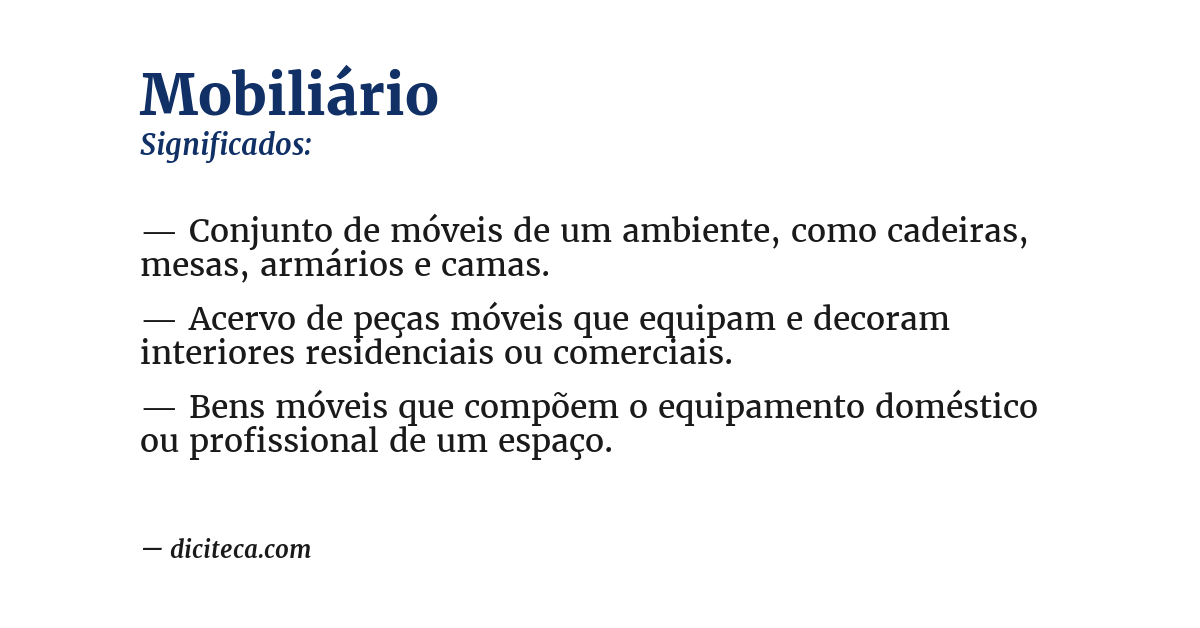 Significado de mobiliário