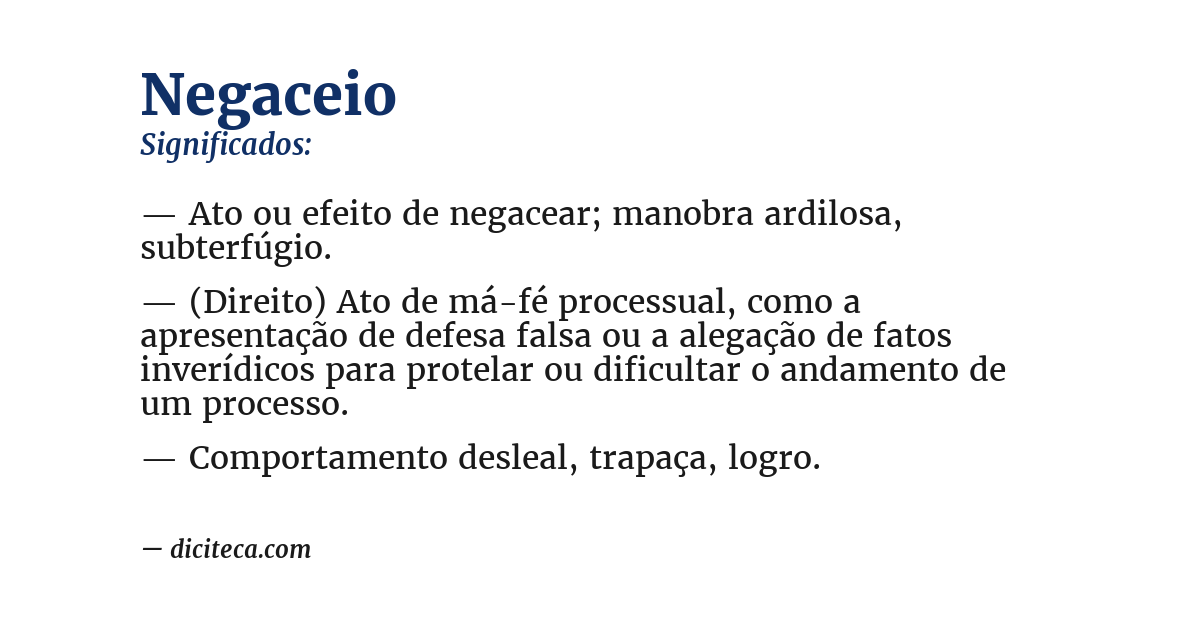 Significado de negaceio