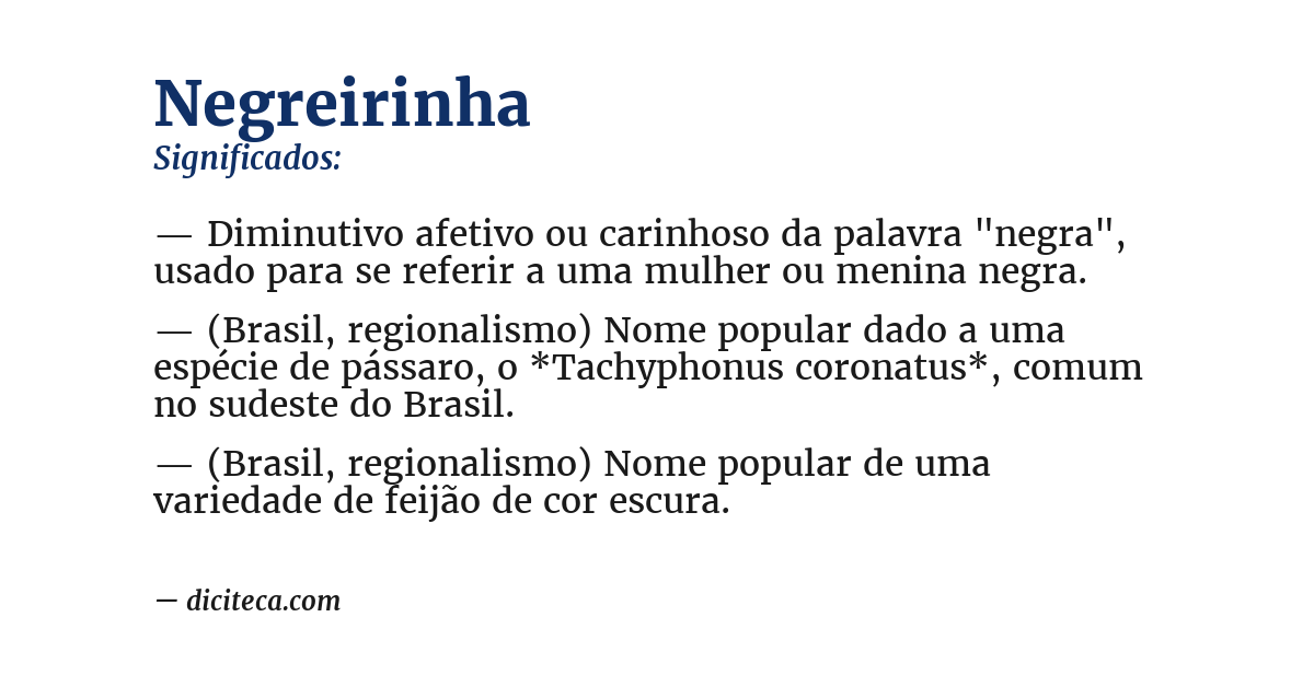 Significado de negreirinha