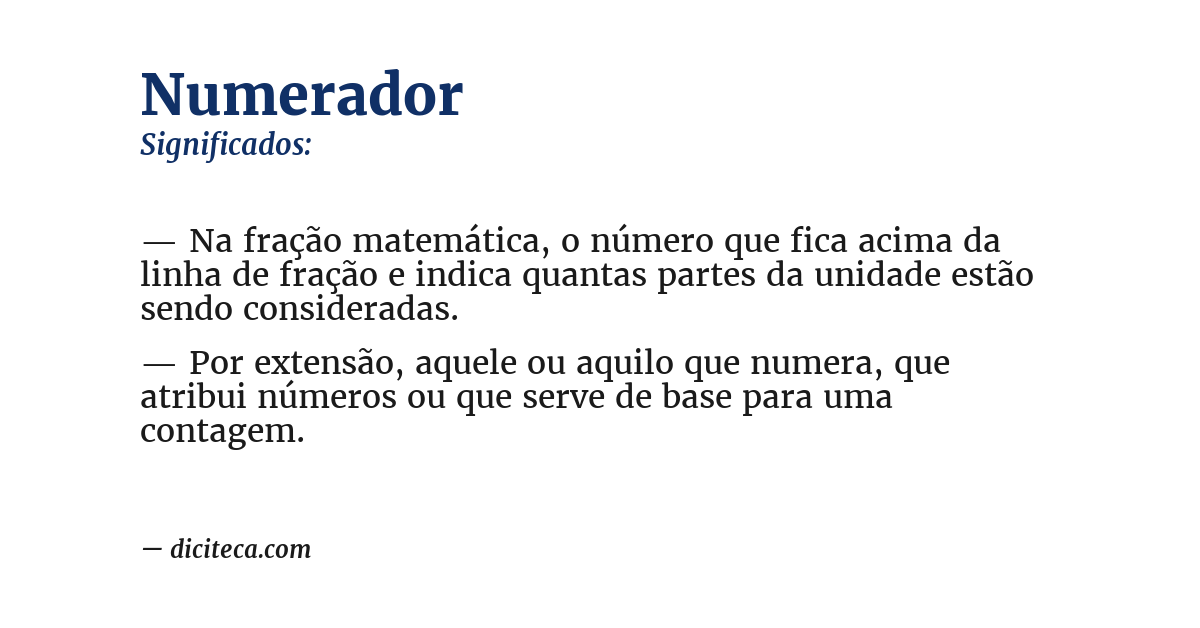 Significado de numerador