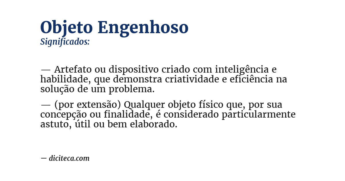 Significado de objeto engenhoso