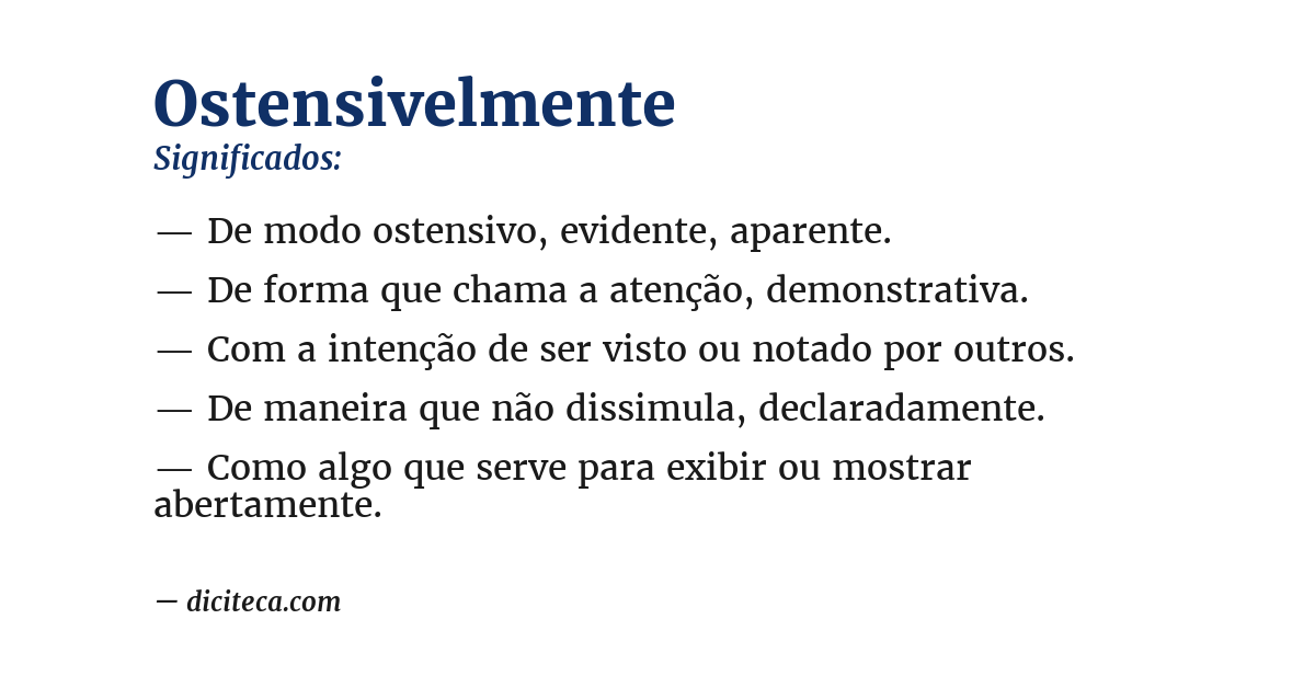 Significado de ostensivelmente