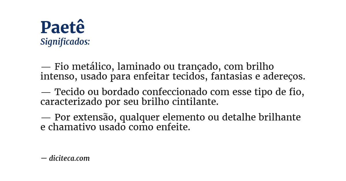Significado de paetê