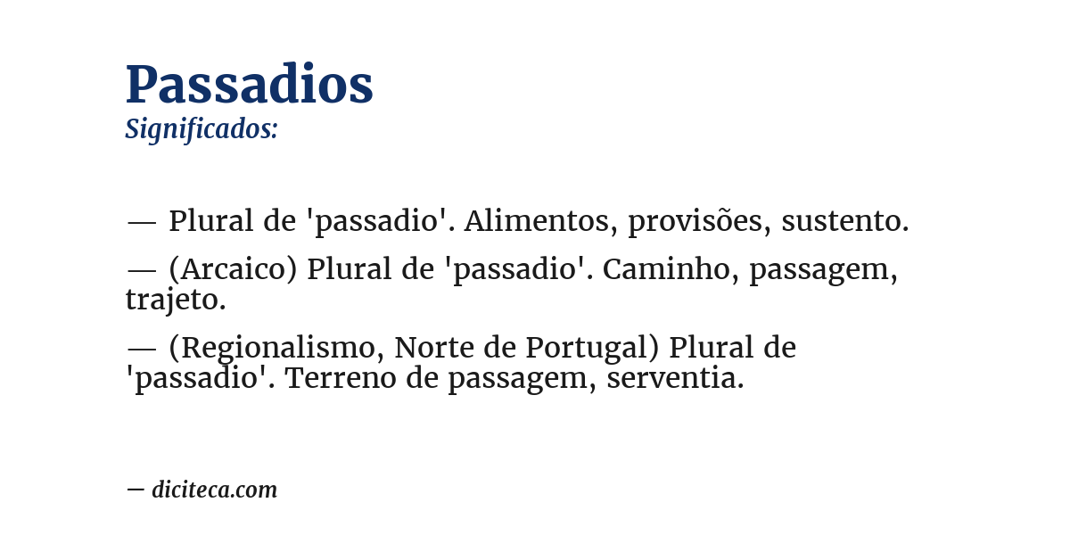 Significado de passadios