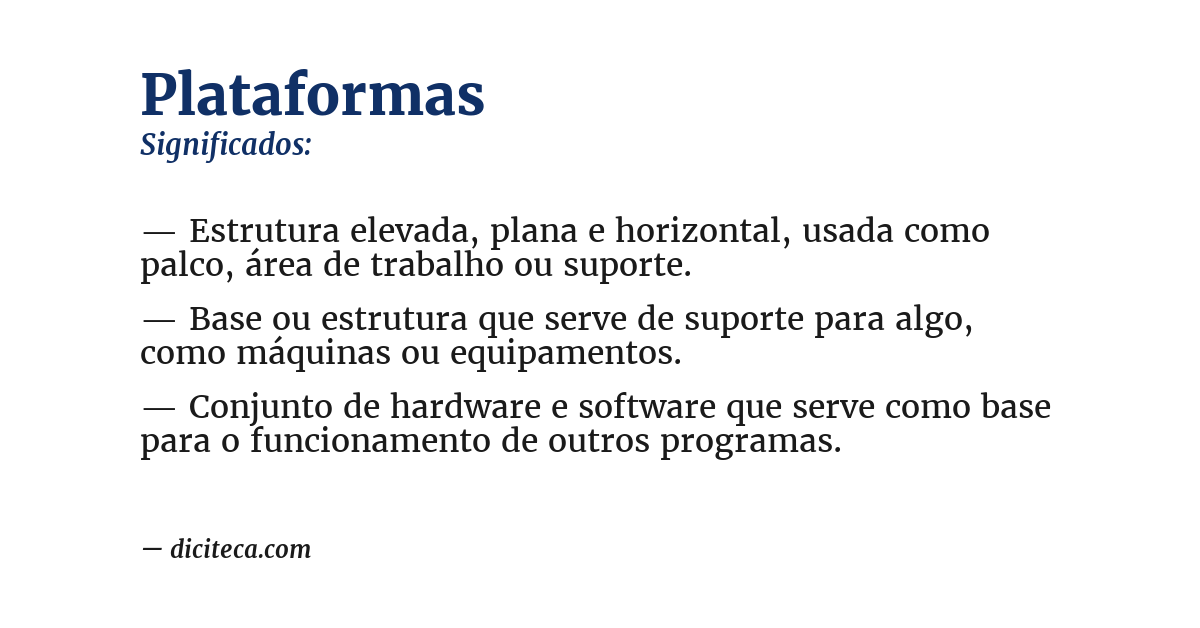 Significado de plataformas