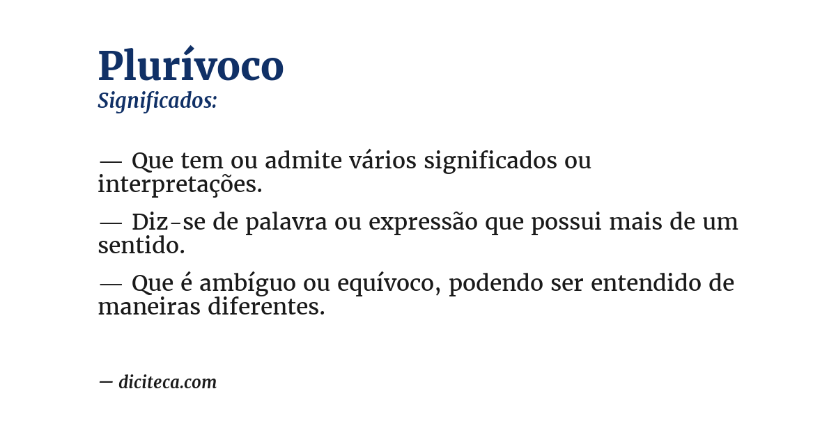 Significado de plurívoco