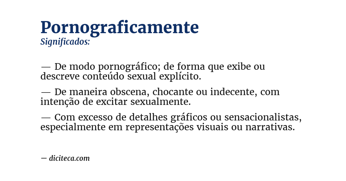 Significado de pornograficamente