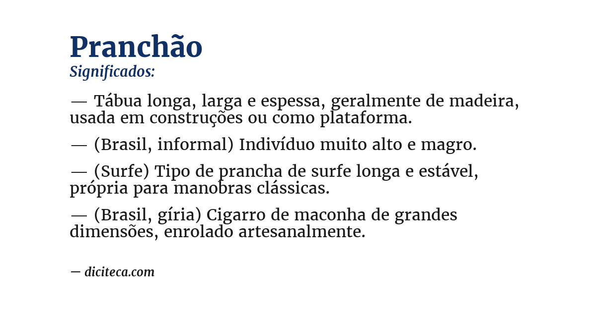 Significado de pranchão