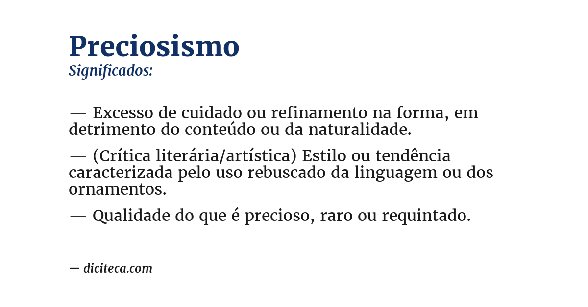 Significado de preciosismo