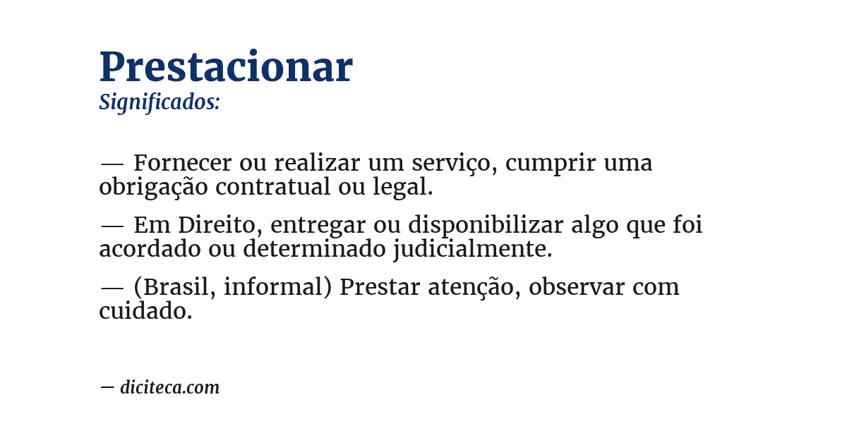 Significado de prestacionar