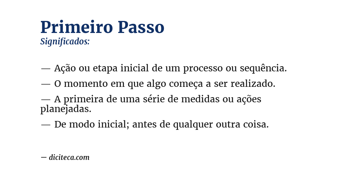 Significado de primeiro passo