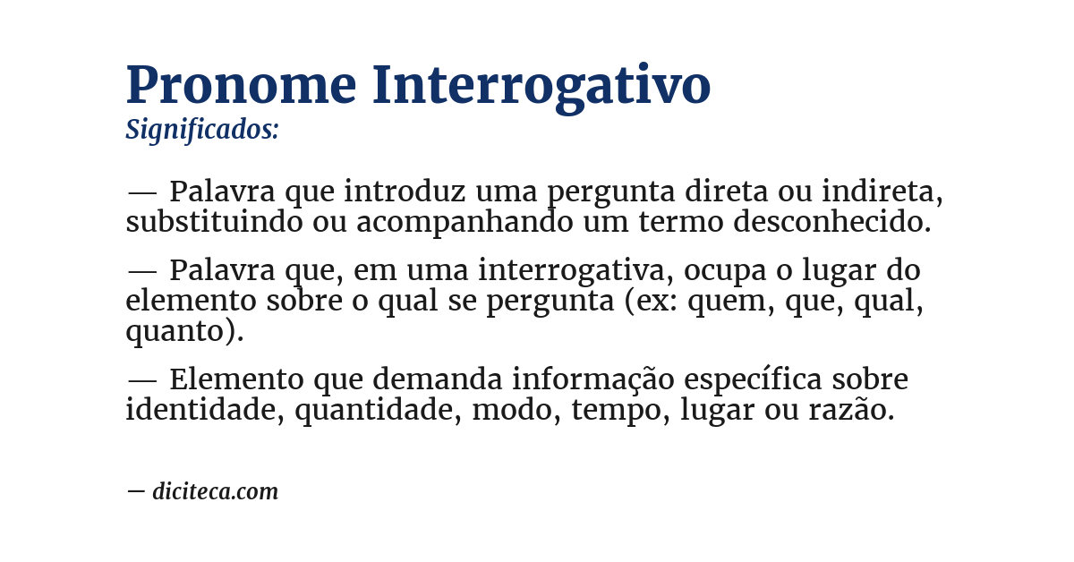 Significado de pronome interrogativo