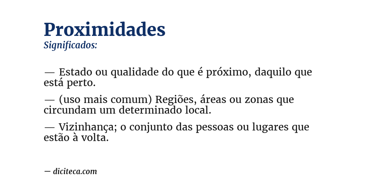 Significado de proximidades