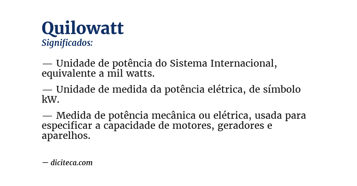 Significado de quilowatt