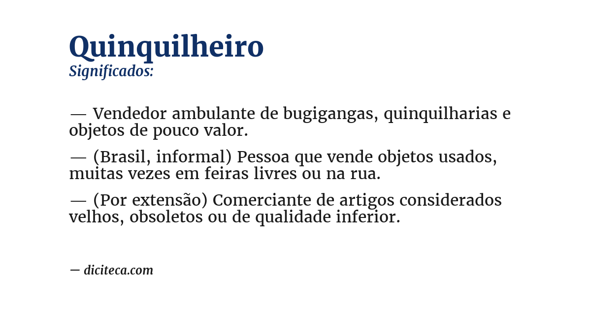 Significado de quinquilheiro
