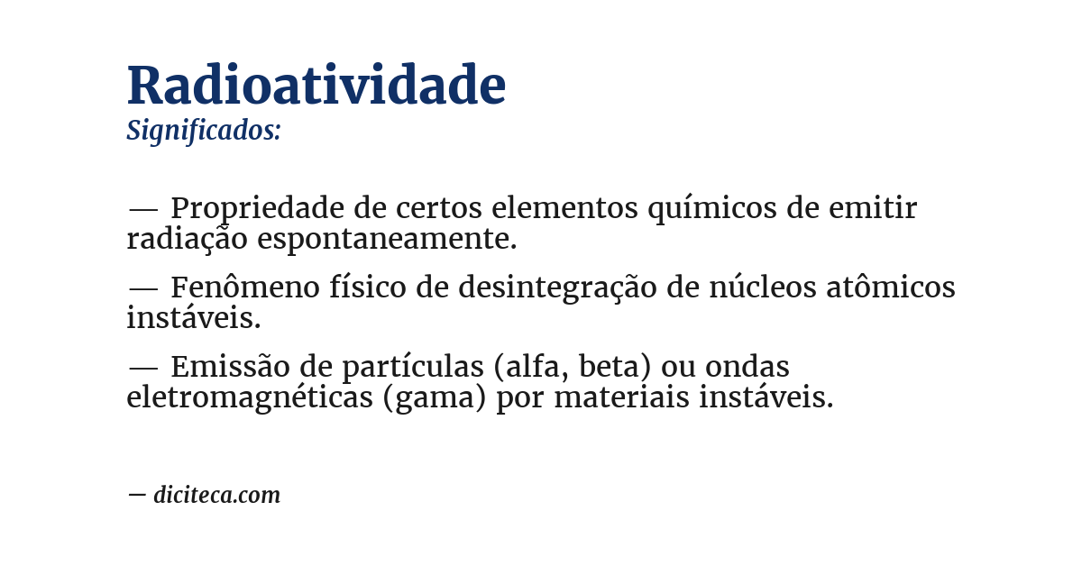 Significado de radioatividade