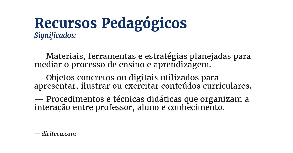 Significado de recursos pedagógicos