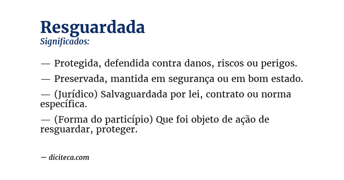 Significado de resguardada