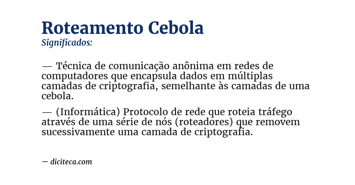 Significado de roteamento cebola