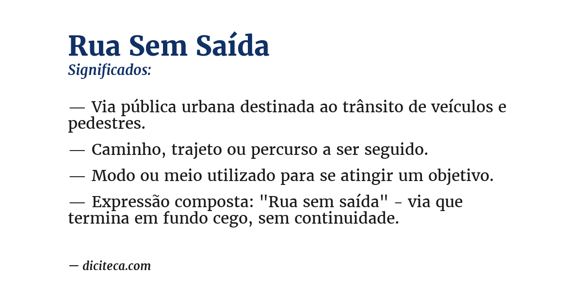Significado de rua sem saída